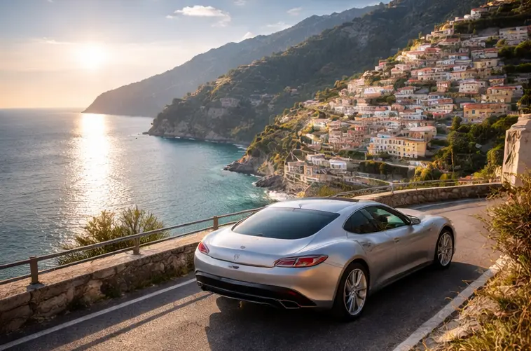 Amalfi  coast in a Ferrari Roma