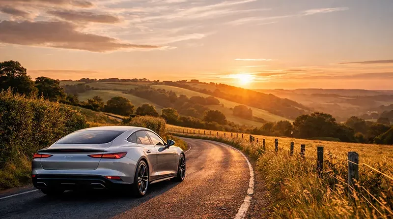 electric car country road