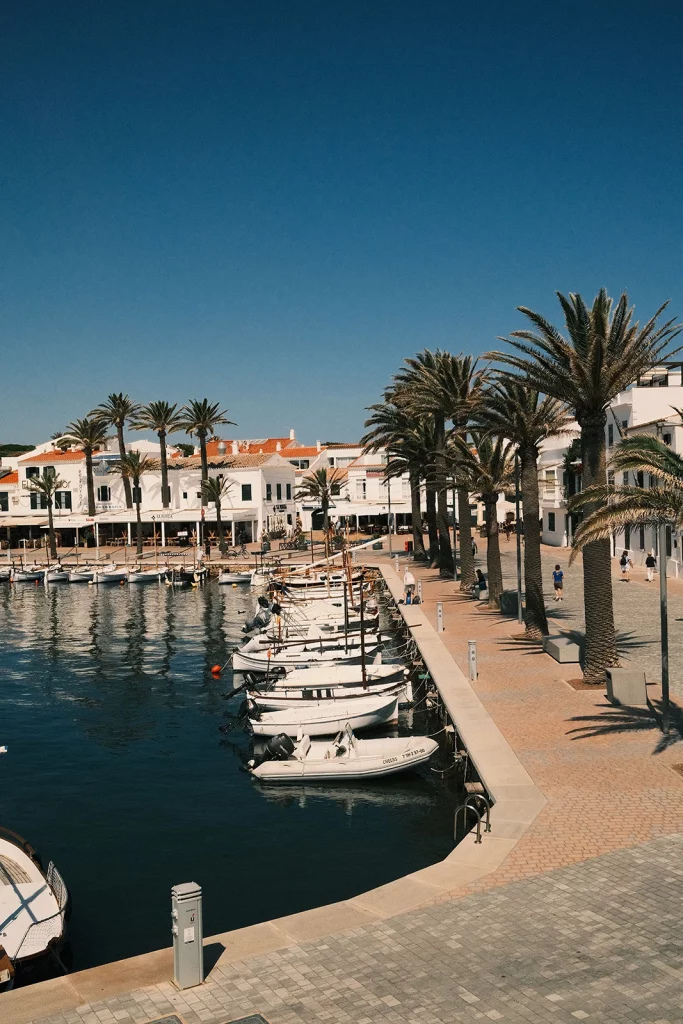Fornells Menorca harbour with boats for sailors and north coast travellers