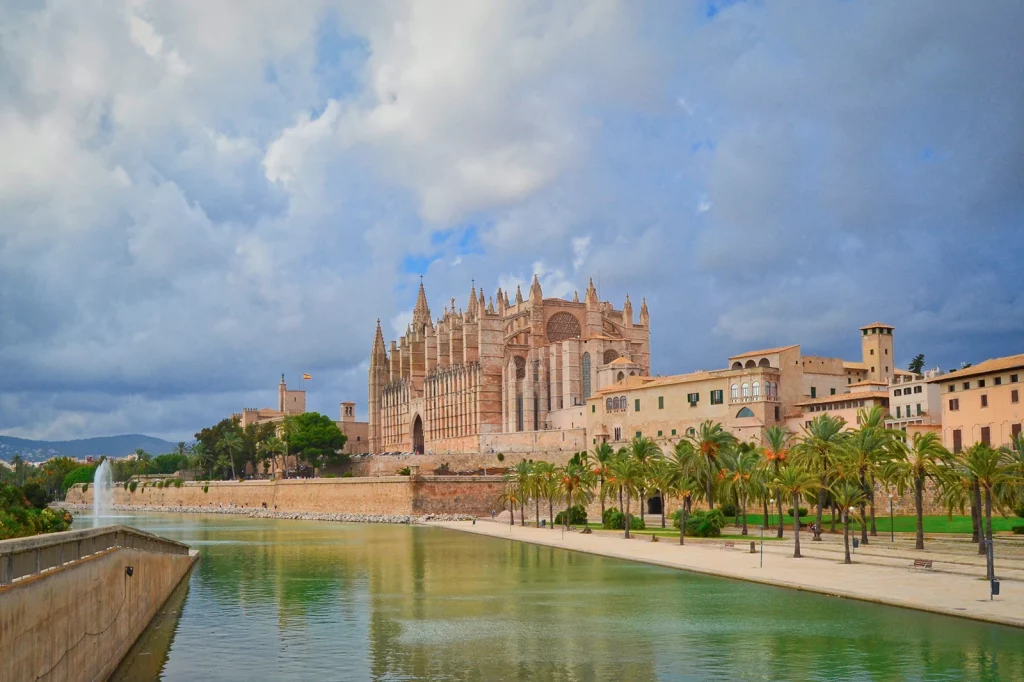 La Seu Cathedral in Palma Mallorca beside Parc de la Mar