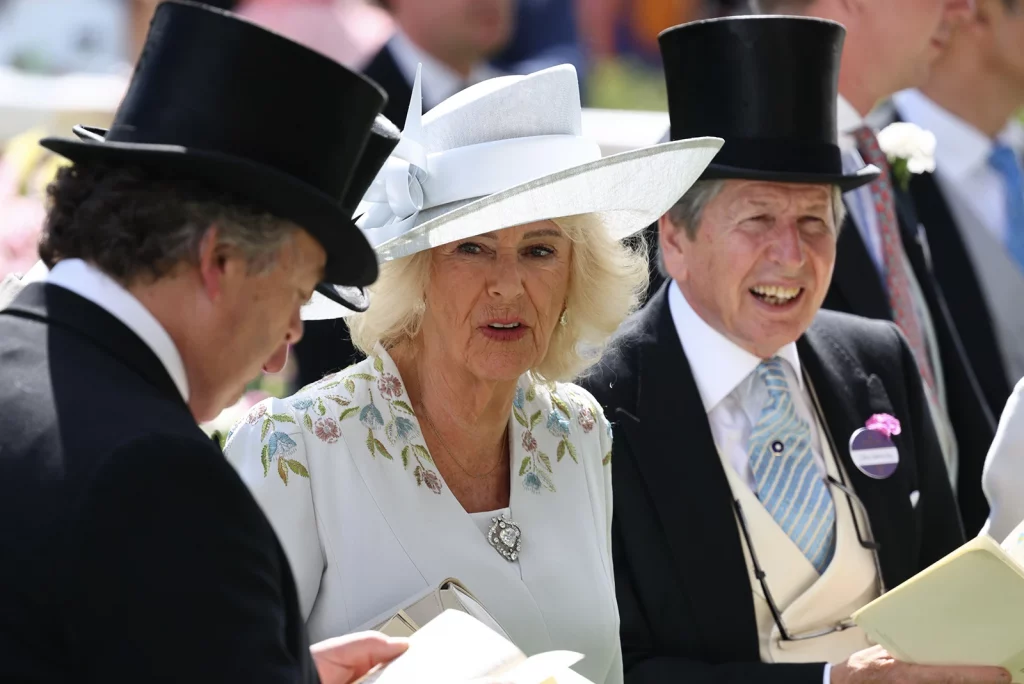 Queen Camilla at Royal Ascot 2026 opening day in the Royal Enclosure